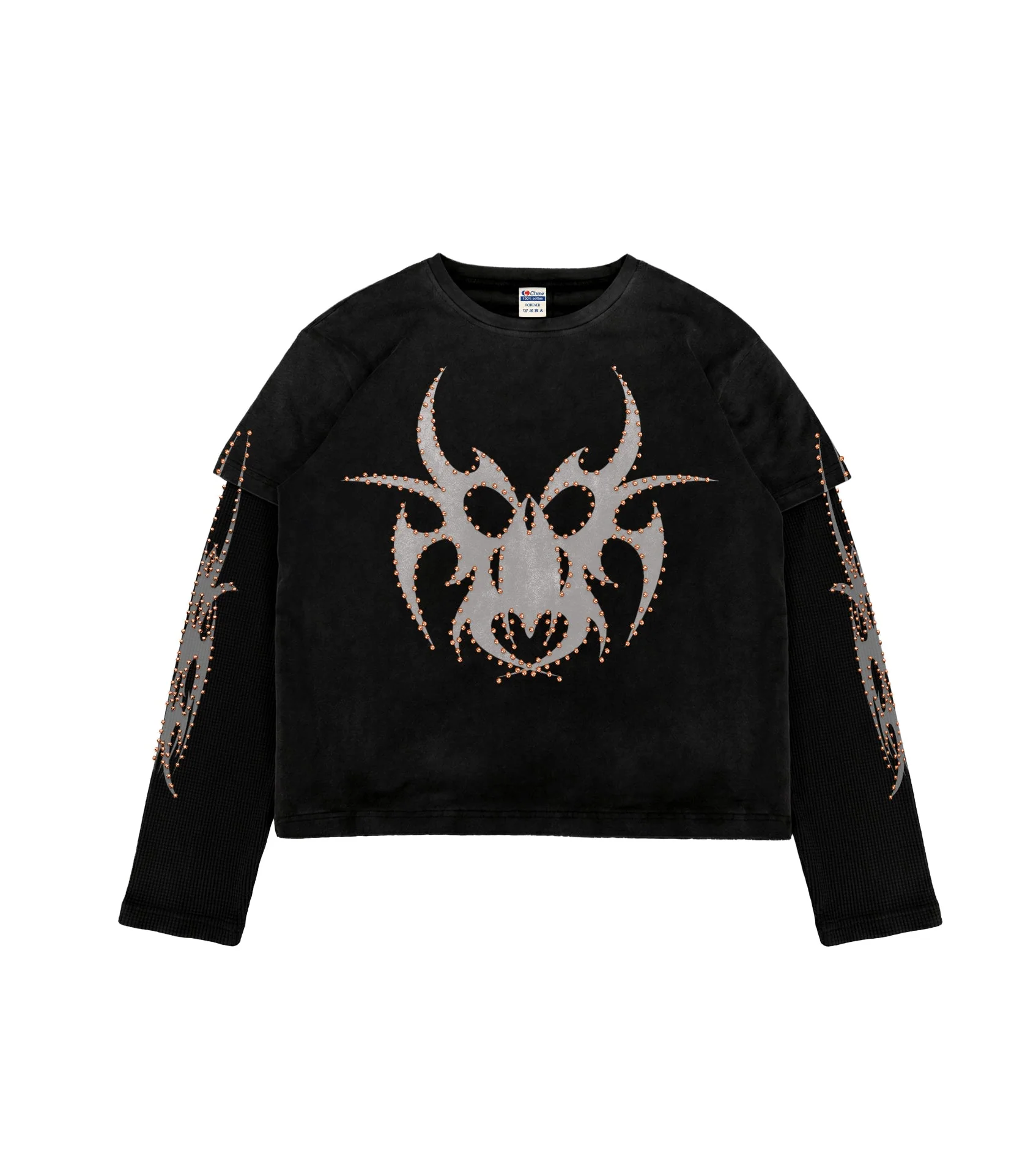 Chew Forever Black on Black Rose Gold Studded Roach Longsleeve Chew Forever Black on Black Rose Gold Studded Roach Longsleeve