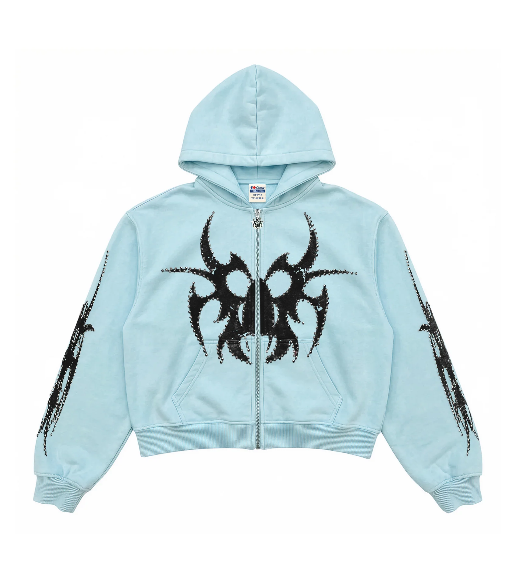 Chew Forever Blue Silver Studded Roach Zip-Up | Chew Forever