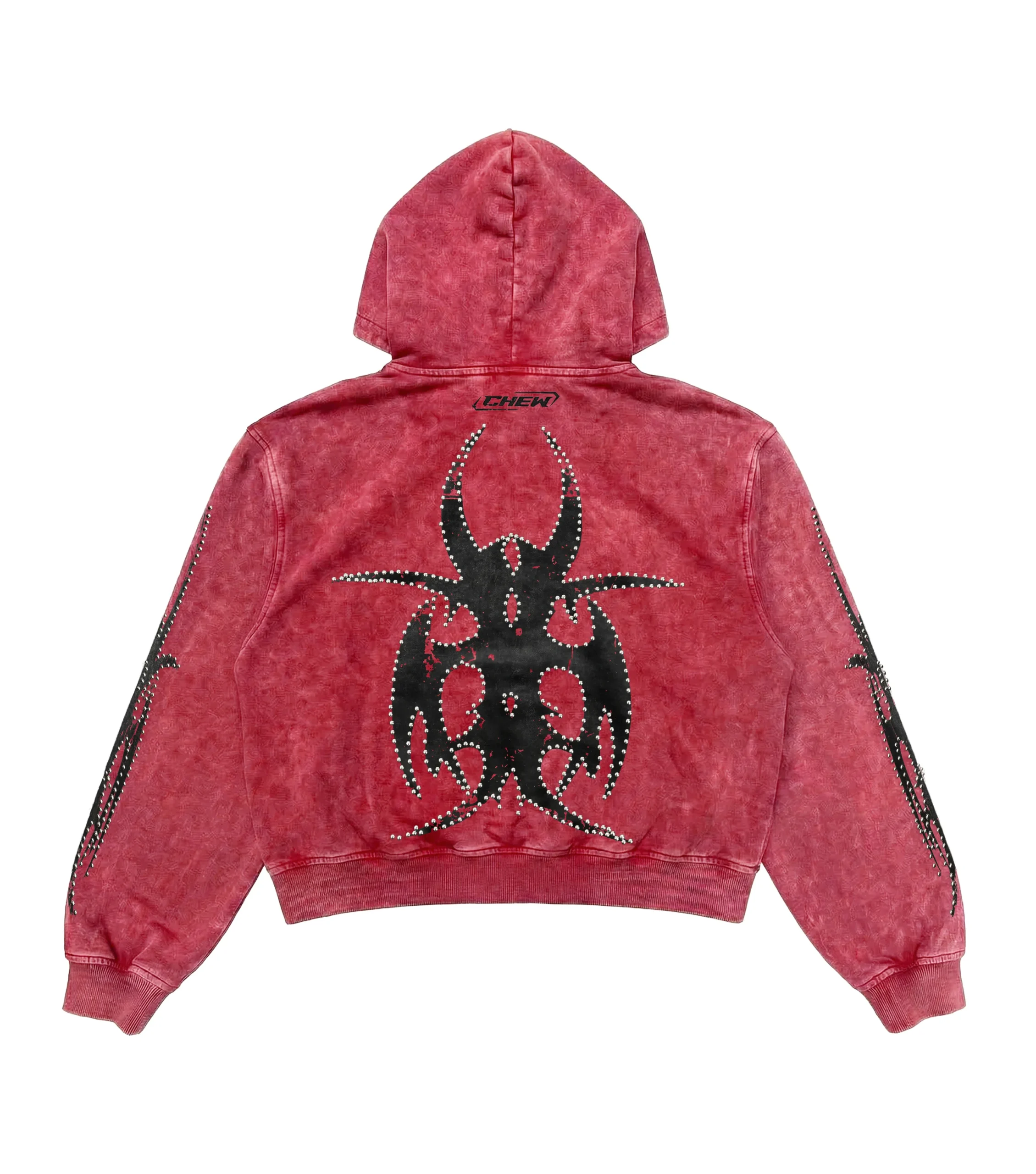 Chew Forever Red Silver Studded Roach Zip-Up | Chew Forever