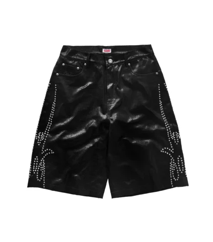Chew Forever Studded Black Reptilian Shorts