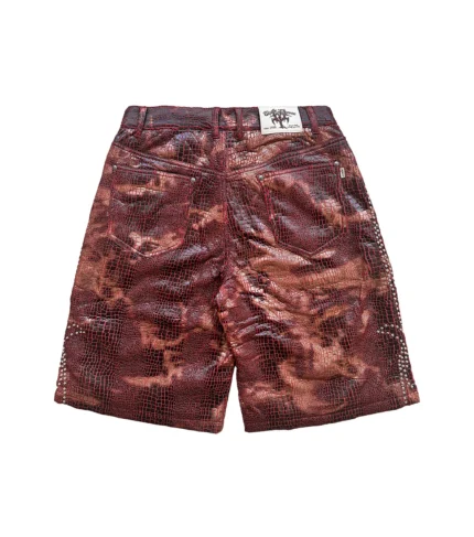 Chew Forever Studded Red Reptilian Shorts