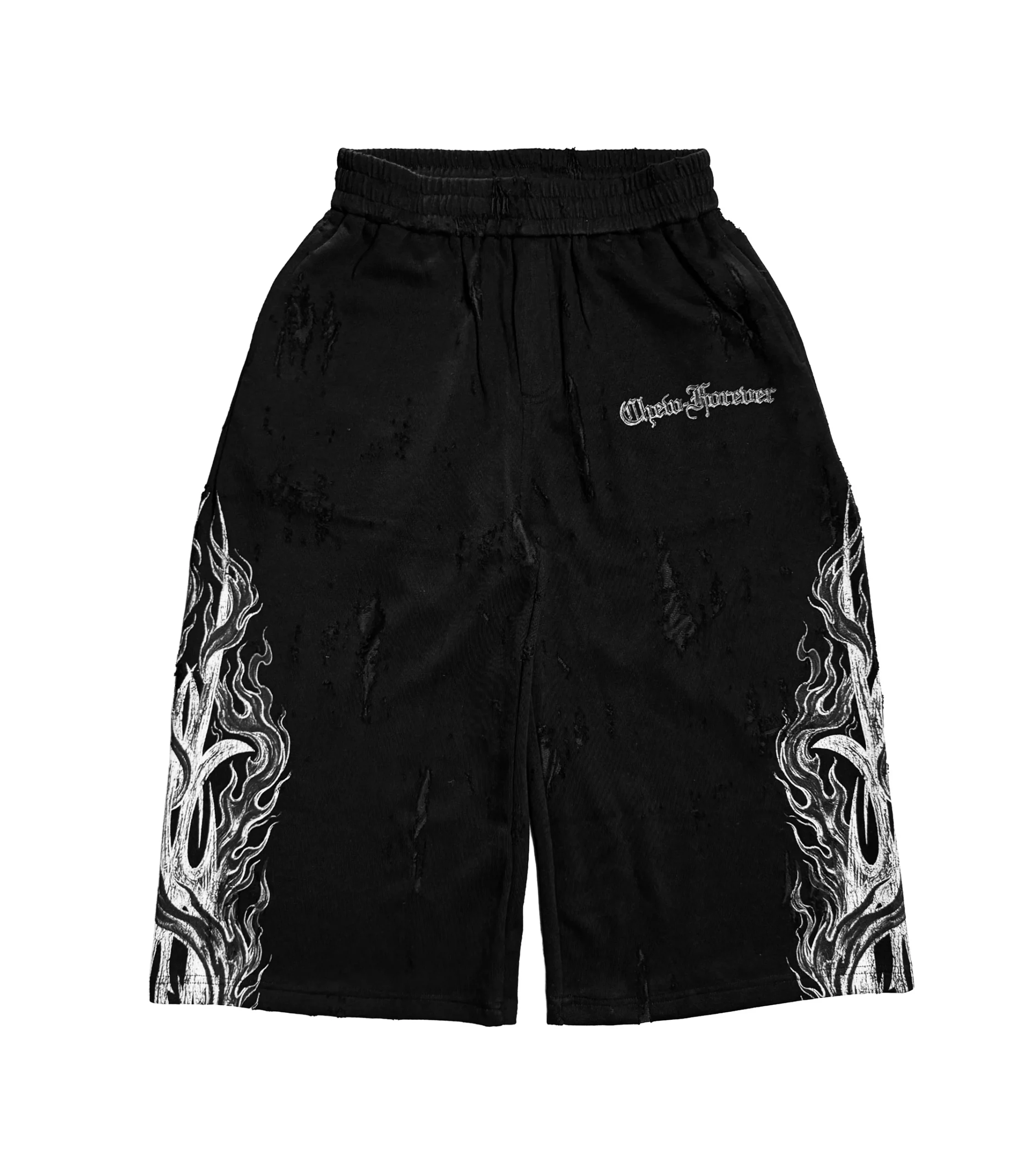 Chew Forever Earth Angel Eroded 3/4 Sweat Shorts Black Chew Forever Earth Angel Eroded 3/4 Sweat Shorts Black