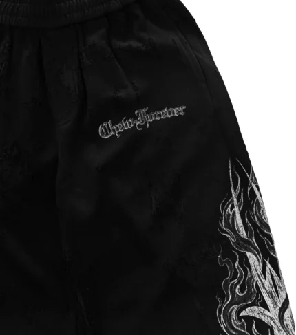 Chew Forever Earth Angel Eroded 3/4 Sweat Shorts Black