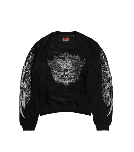 Chew Forever Earth Angel Eroded Crewneck Black
