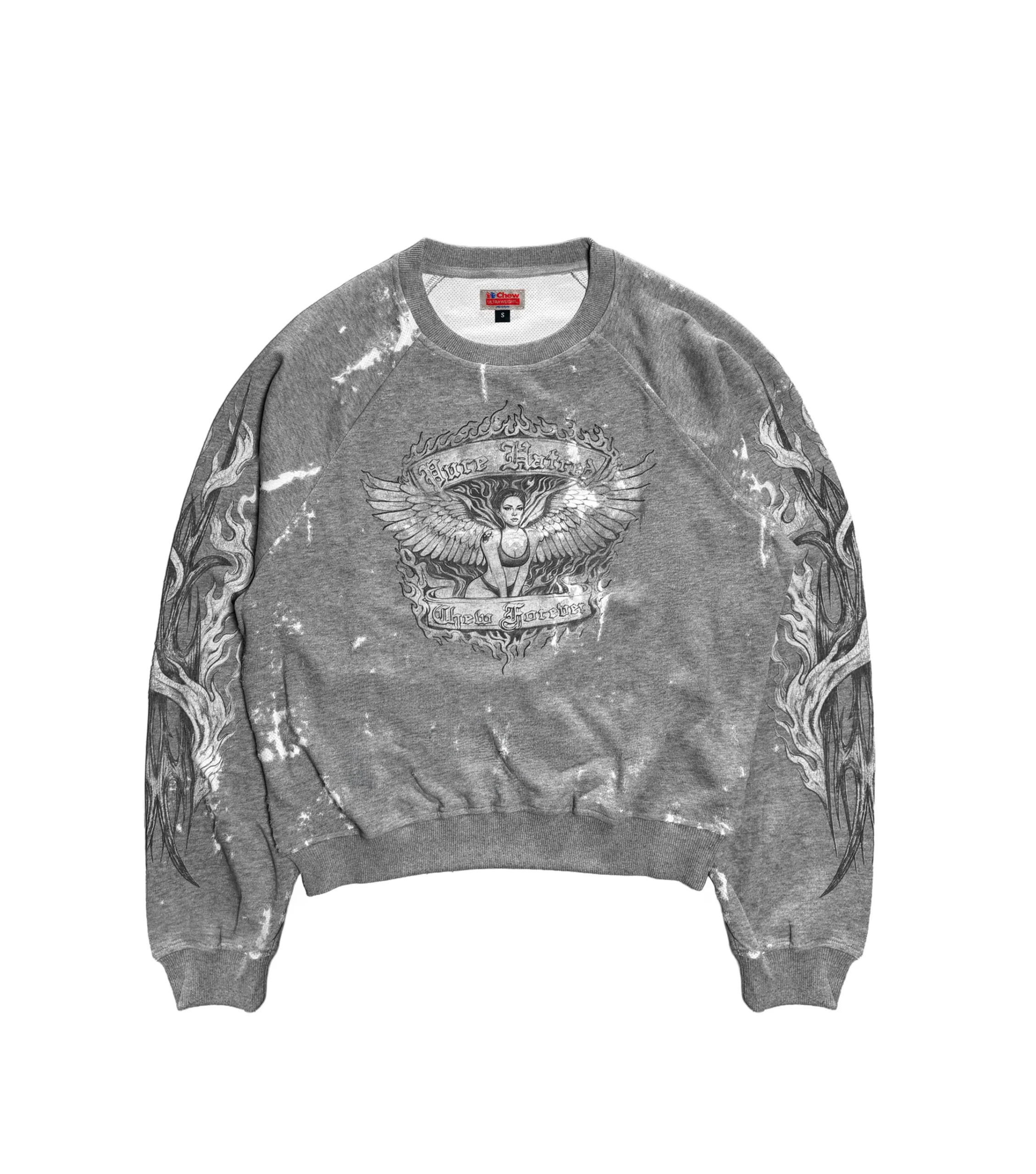 Chew Forever Earth Angel Eroded Crewneck Grey Chew Forever Earth Angel Eroded Crewneck Grey